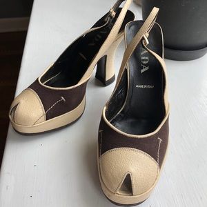 Prada peep-toe retro chunky heels